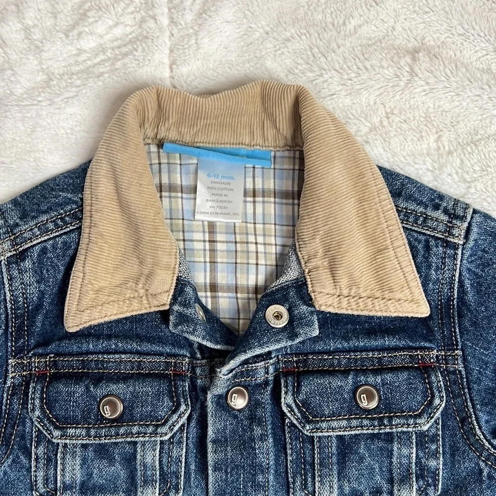 Gymboree Trucker Blue Jean Denim With Tan Corduroy Collar Jacket- Size 6-12 mos.